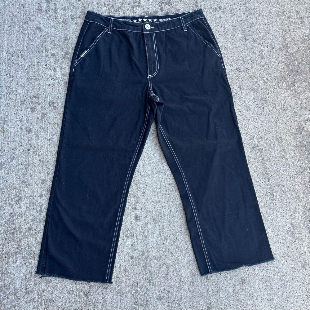 Five Star Black Denim Pants with White Stitching